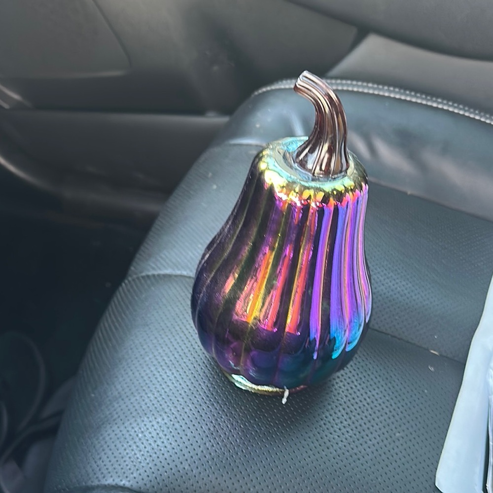 Set of 4 Iridescent Glass Pumpkin Home Accent